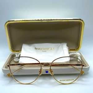 NWOT. Boucheron Optical frames. Oval lenses with gold frame.